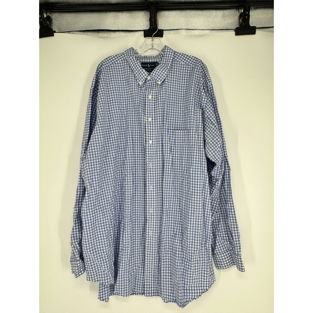 Polo Ralph Lauren Shirt 4XLT 4XL Tall Gingham Check Pocket Button Up Long Sleeve